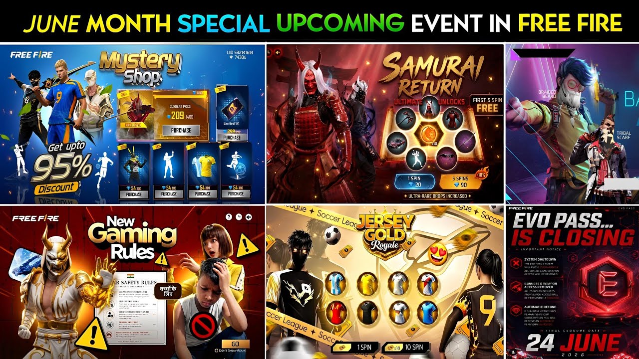 Upcoming Events in Free Fire 🥳🔥 l Free Fire New Event l Ff New Event l Next Discount Event June 2026