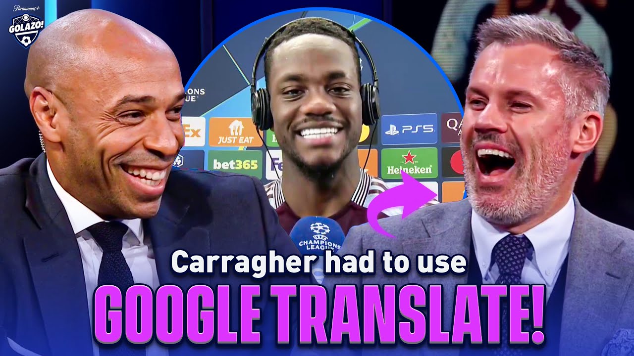Kate Scott & Henry flawlessly translate Jhon Durán's Spanish after Villa winner | UCL Today | CBS background