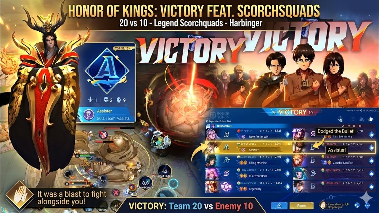 #6 Assist King ๐ #ScorchSquads #Victory Moment | Honor of Kings #honorofkings #Harbinger #MVP
