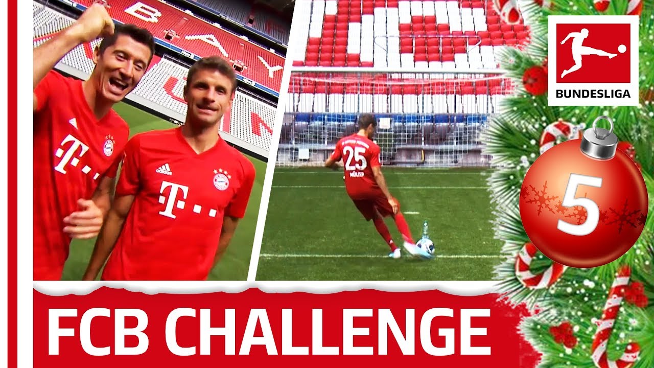 Lewandowski, Müller & Co. Crossbar Bottle Flip Challenge - Bundesliga 2019 Advent Calendar 5 background