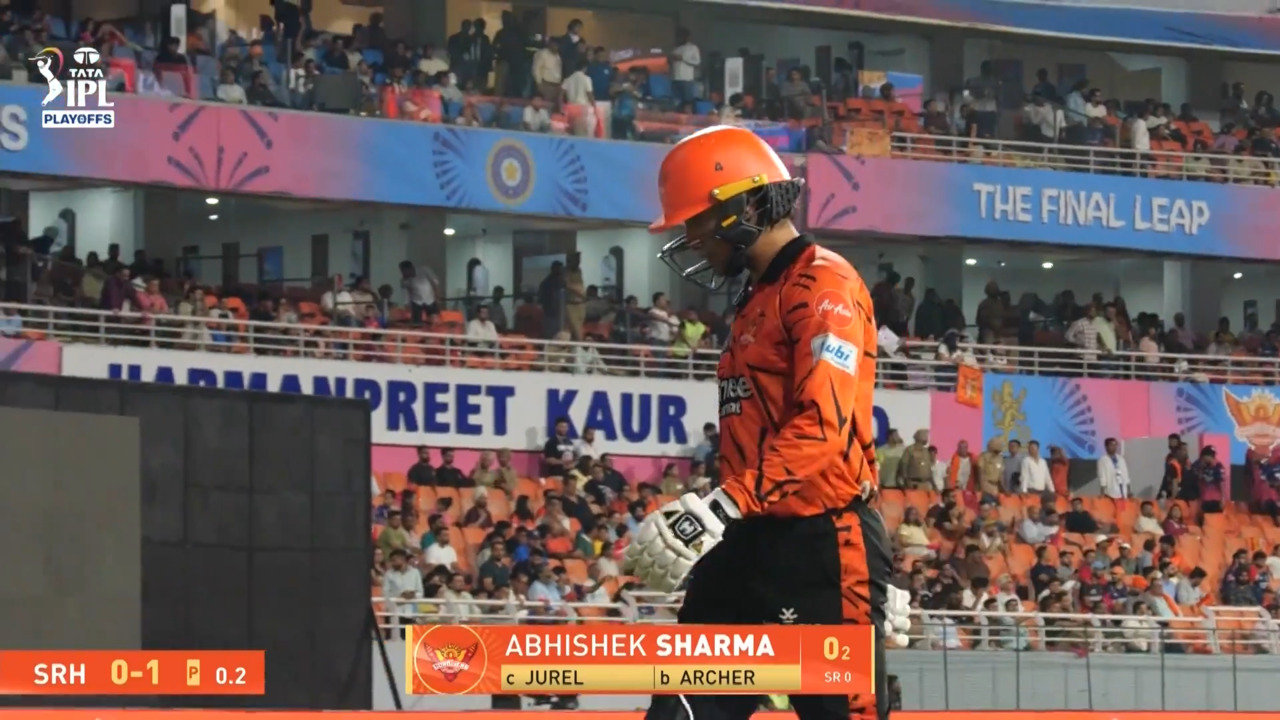 IPL 2026 Eliminator: SRH vs RR - Abhishek Sharma Wicket
