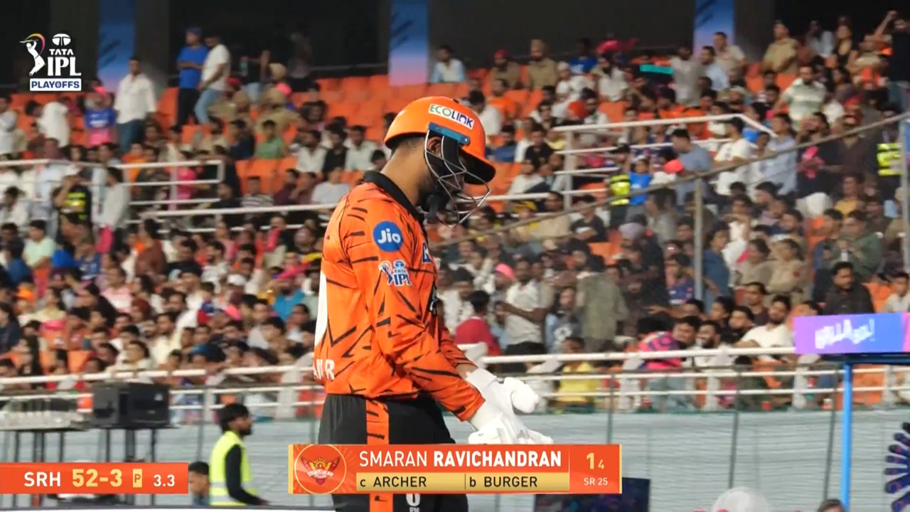 IPL 2026 Eliminator: SRH vs RR - Smaran Ravichandran Wicket