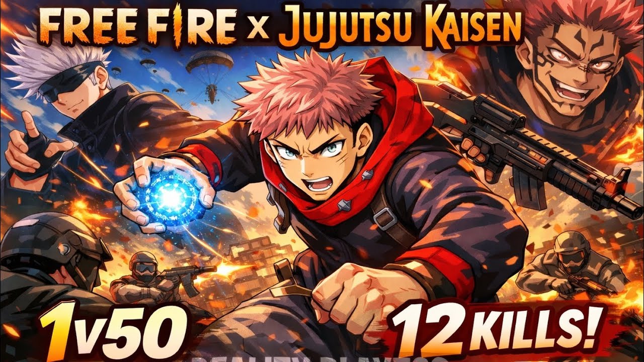 FreeFire🔥X JUJUTSU KAISEN😱 BR ranked full gameplay💪 || 12 kills solo💪|| by Reality_Playz93 ||