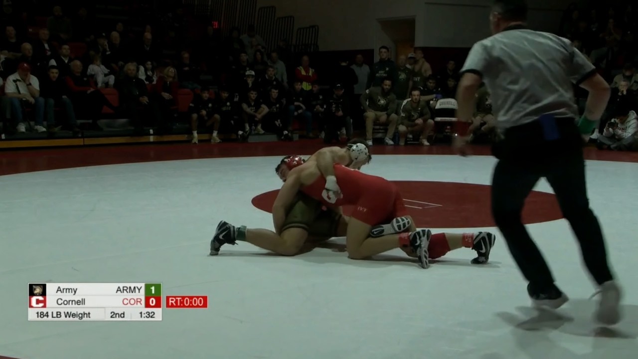 184lbs Chrisian Hansen (Cornell) vs Dave Barrett (Army) background