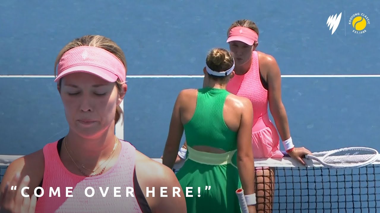 Danielle Collins STOPS game to have words with Mirra Andreeva | Kooyong Classic 2024 background