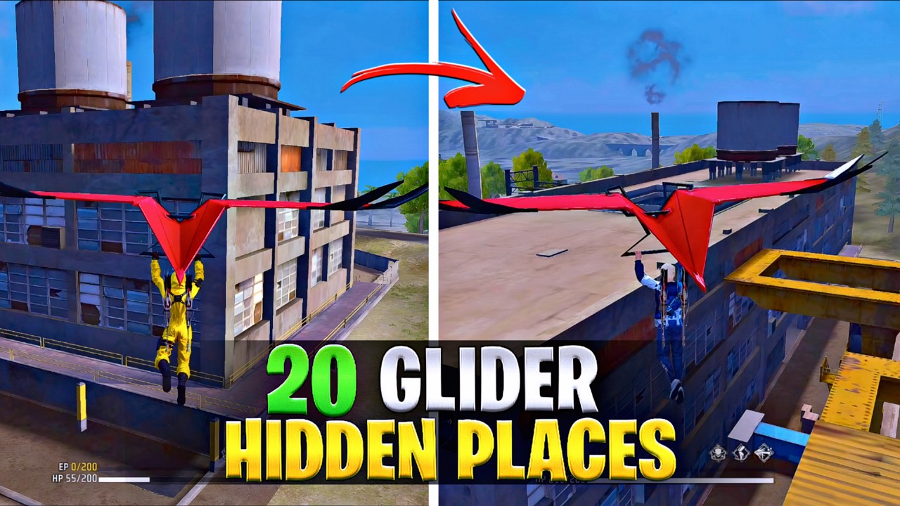 Top 20 GLIDER ✈️ Hidden Places in BR rank | BR Rank Push Trick - Gaming with idea background