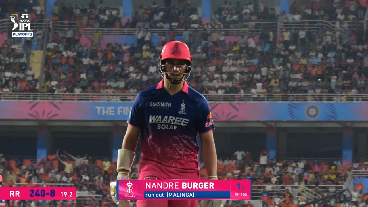IPL 2026 Eliminator: SRH vs RR - Nandre burger Wicket background