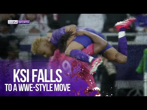 AboFlah plays and KSI falls victim to a WWE-style move background