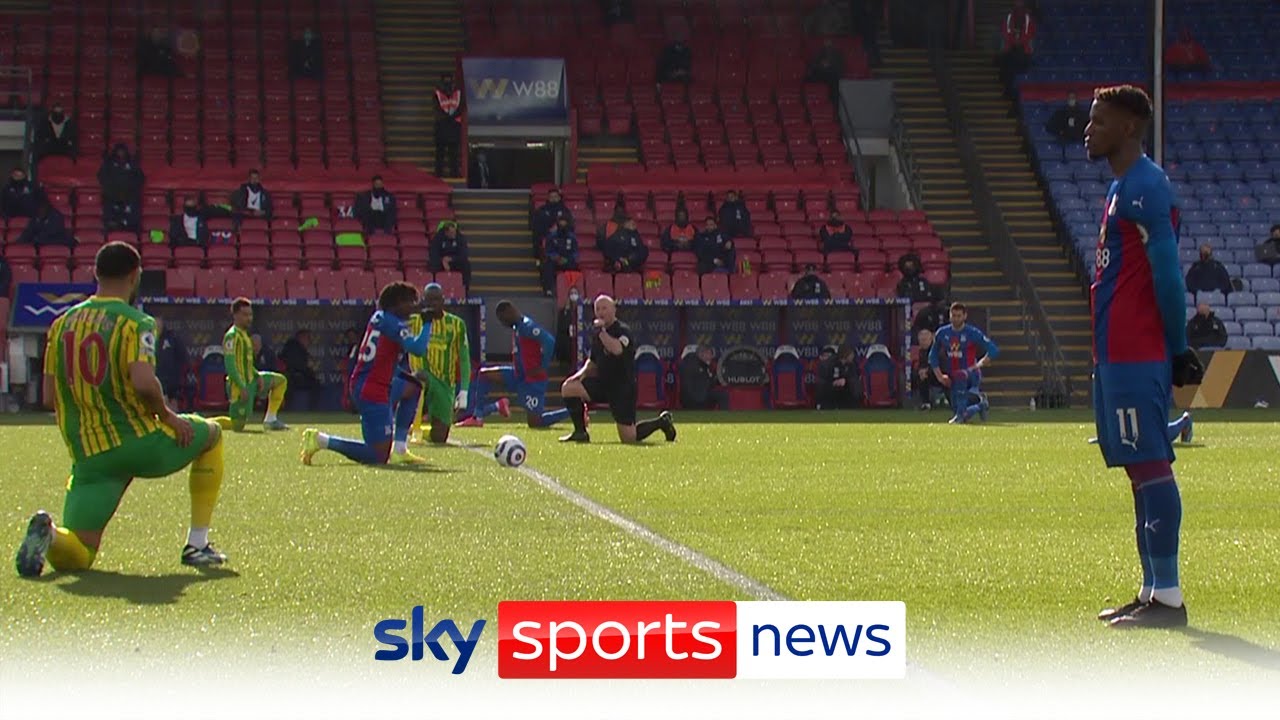 Wilfried Zaha becomes first Premier League player not to take the knee ahead of match with West Brom
