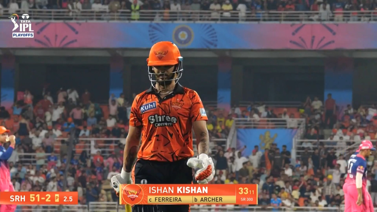 IPL 2026 Eliminator: SRH vs RR - Ishan Kishan Wicket background