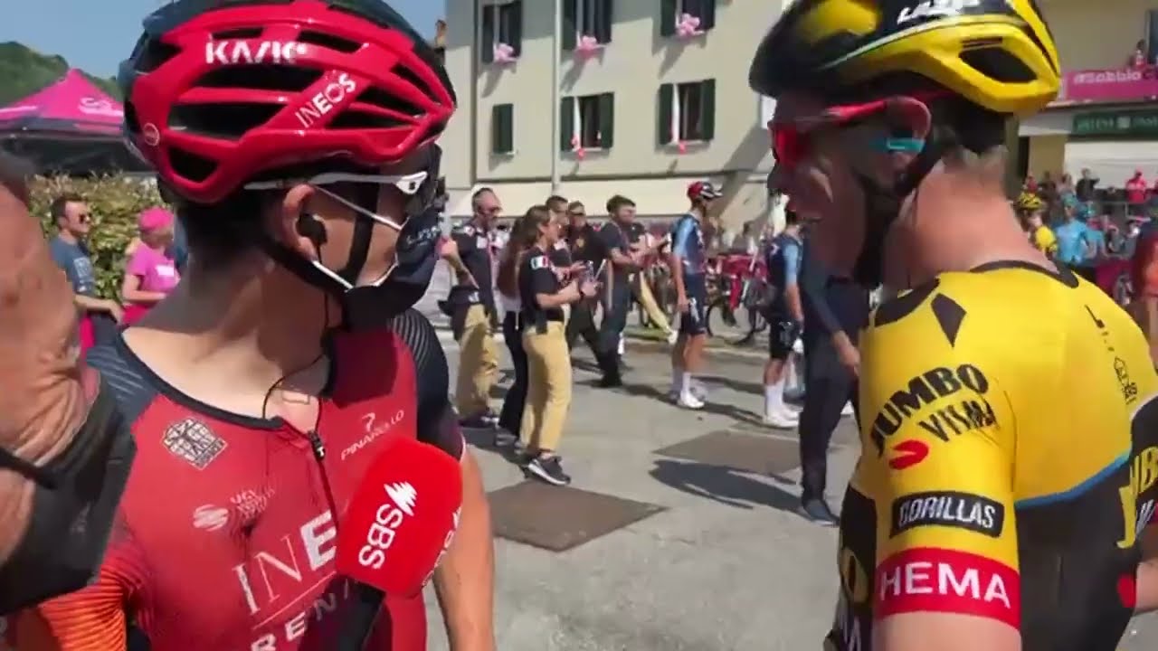 Giro d'Italia - Rohan Dennis gatecrashes Ben Swift interview background