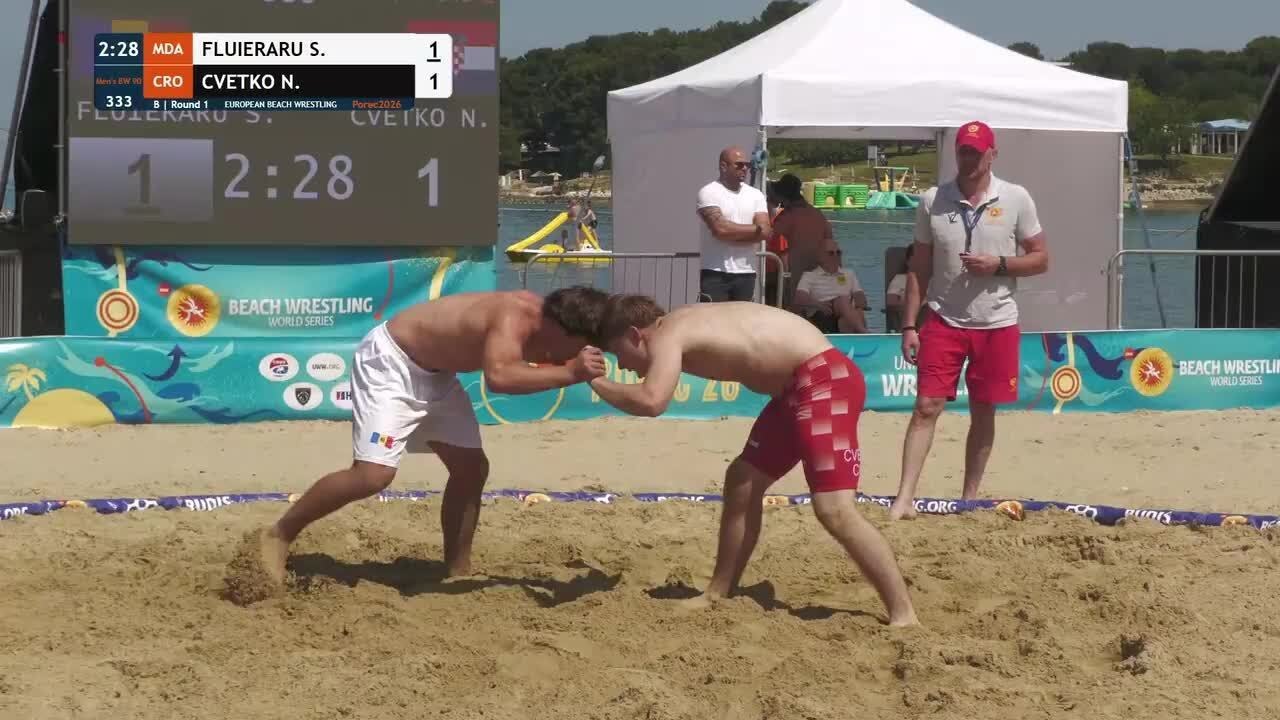 Sergiu FLUIERARU (MDA) vs. Nikola CVETKO (CRO) • B | Round 1 • Men's BW 90Kg background