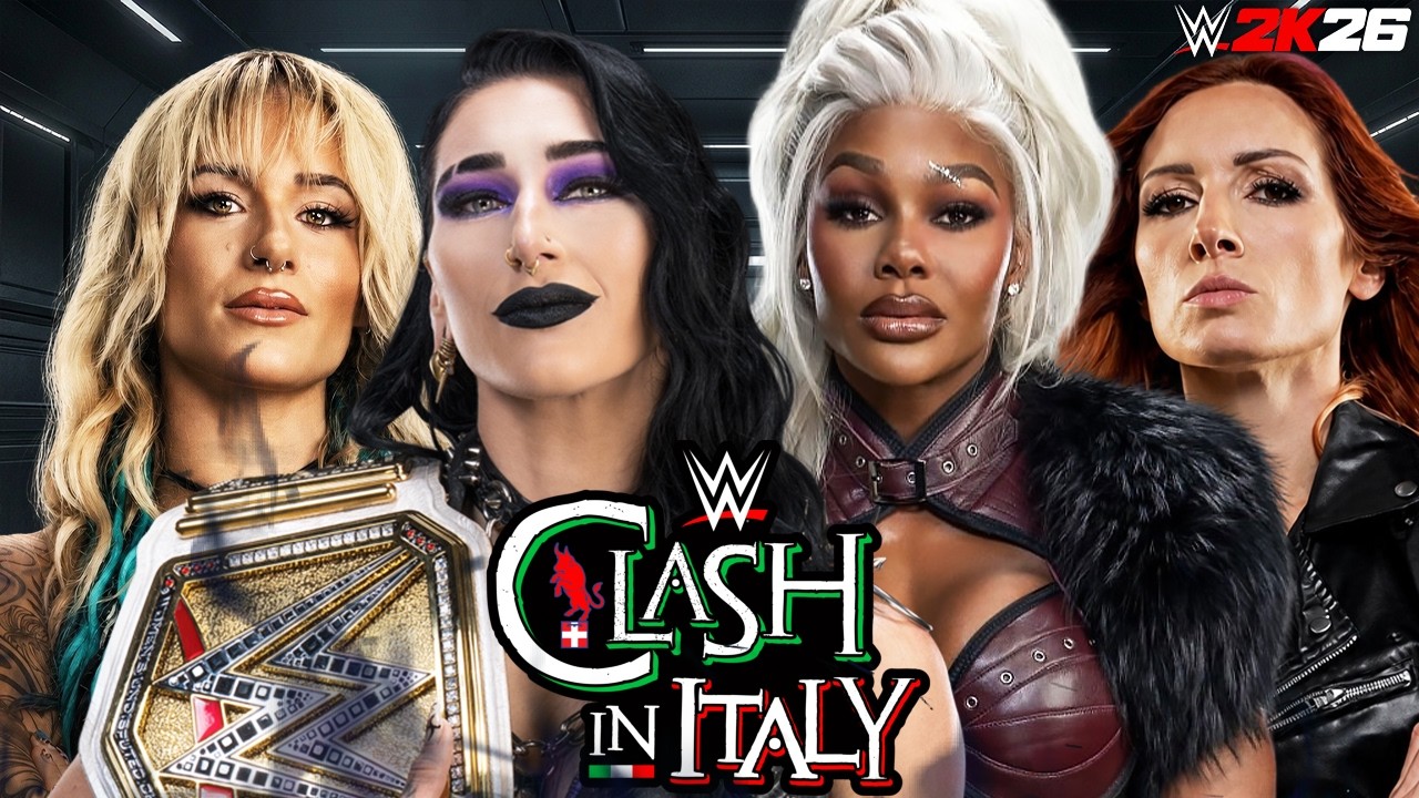 WWE 2K26: Rhea Ripley Sol Ruca vs Jade Cargill Becky Lynch | Clash In Italy background