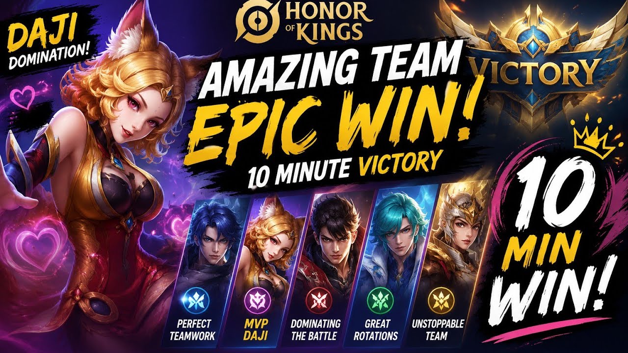 DAJI DOMINATION! 🔥 Amazing Teamwork Leads to 10 Minute Victory | Honor of Kings Gameplay background