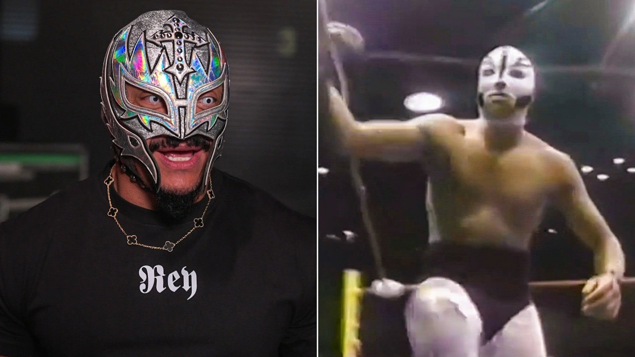Rey Mysterio presents his first Mask vs. Mask Match against Mr. Condor background
