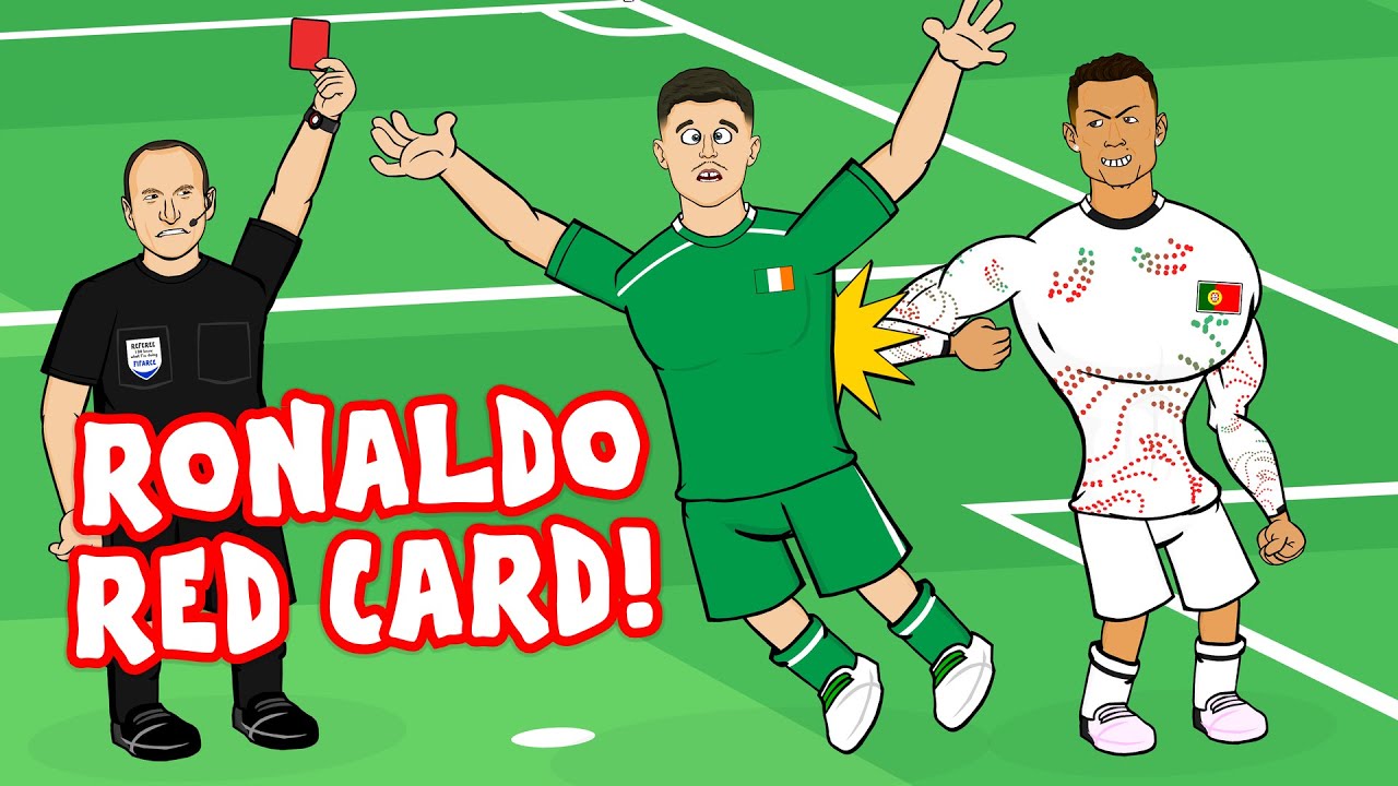 RONALDO RED CARD!!! Cristiano gets sent off for an elbow against Ireland! background
