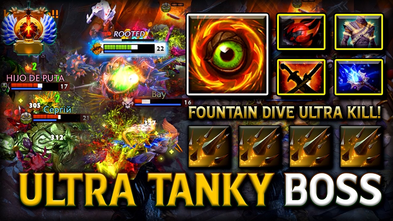 ULTRA TANKY BOSS BRISTLEBACK WITH 25KILLS | EPIC FOUNTAIN DIVE ULTRA KILL! 7.41c DOTA 2