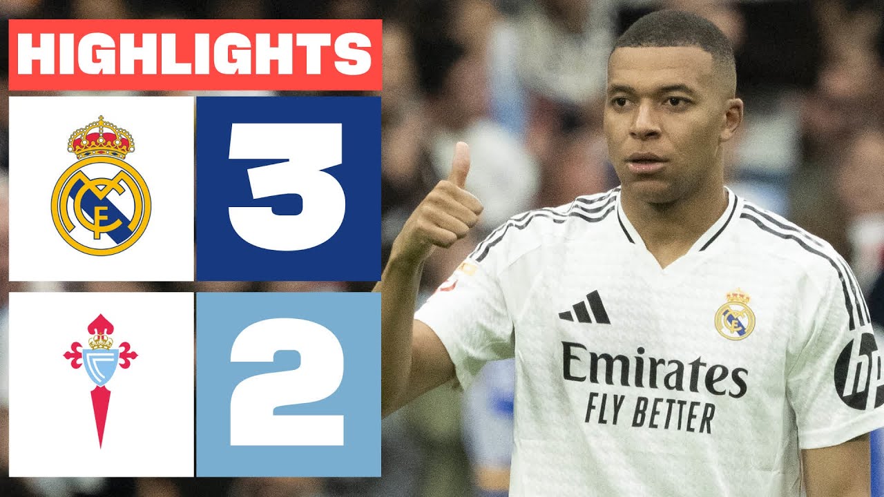REAL MADRID 3 - 2 RC CELTA I RESUMEN LALIGA EA SPORTS background