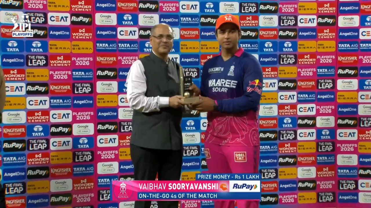 IPL 2026 Eliminator: SRH vs RR - RuPay On-The-Go 4s of the Match - Vaibhav Sooryavanshi background