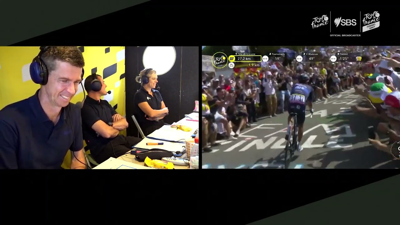 The Thibaut Pinot Fan Club cheers farewell background