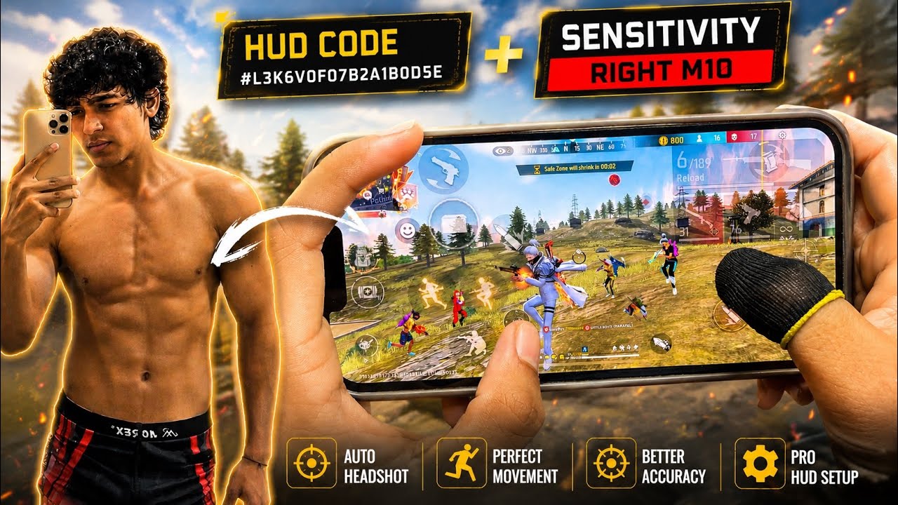 Hud code + Sensi + setting📱Smooth Handcam Gameplay 🎀iPhone 13 Pro Max || RIGHT M10