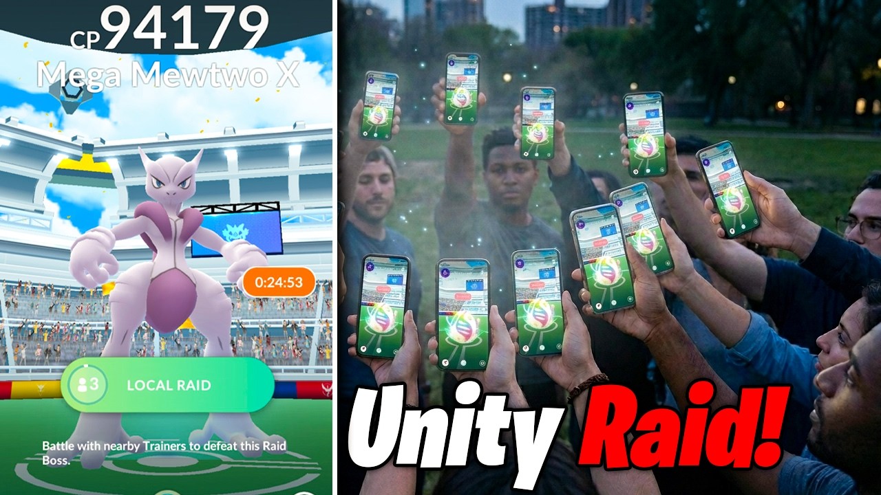 FIRST LOOK AT A MEGA MEWTWO RAID IN POKEMON GO! New Unity Raids / How Much Mega Energy?