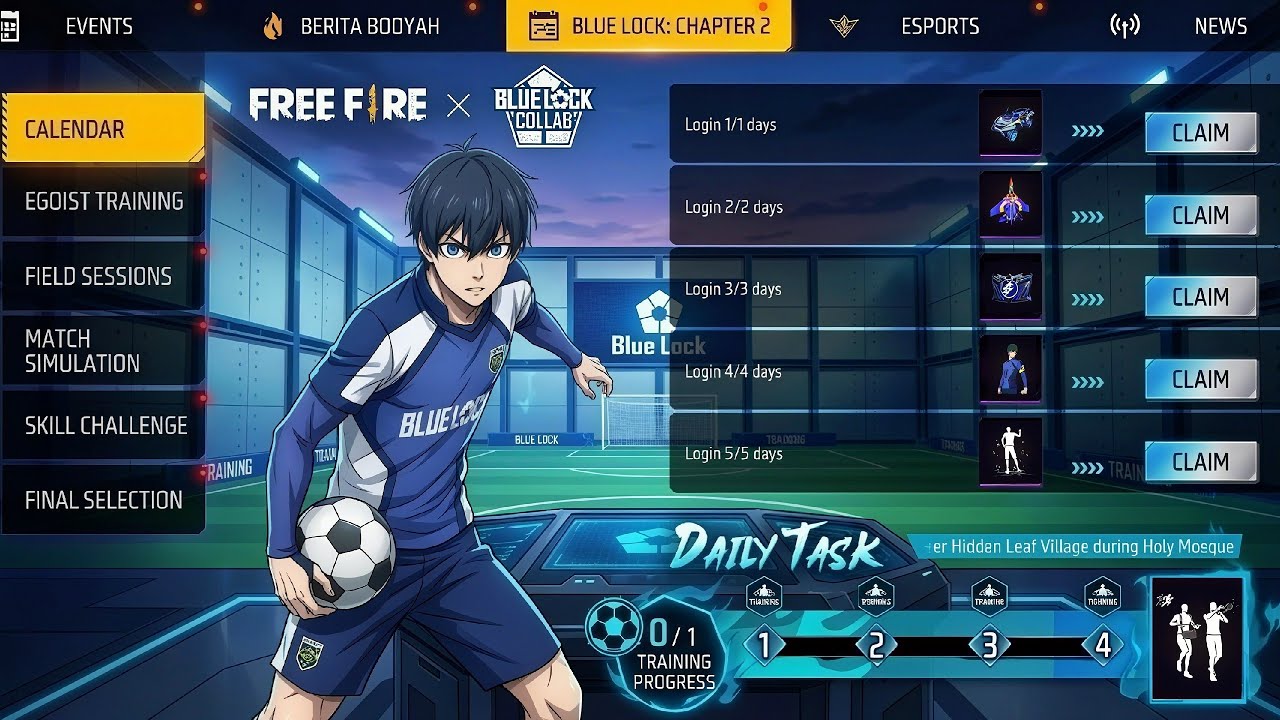 Blue Lock Chapter 2 Free Rewards 💥🤯 | golden royale free fire | free fire new event | ff new event