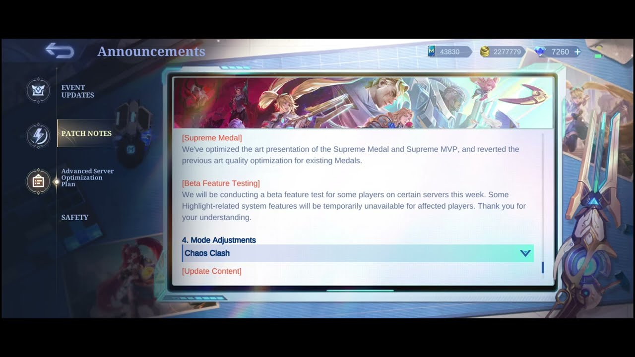 Suyou Leomord Claude Masha Nerf & Ling Rora Aulus Kaja Buff - Patch Notes 2.1.86 Advance Server MLBB