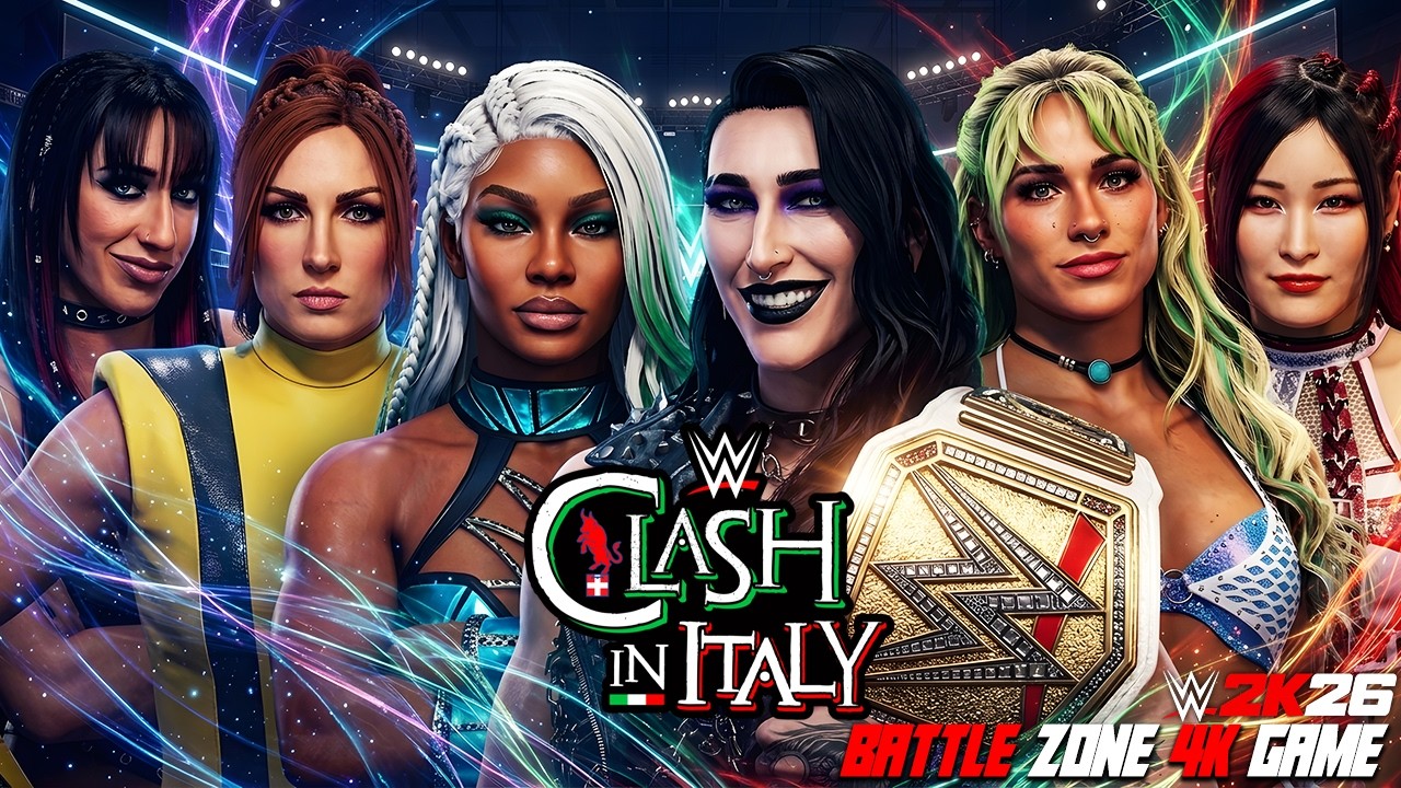 Rhea Ripley, Iyo Sky & Sol Ruca COLLIDE With Jade Cargill Becky Lynch Jacy Jayne Team! background