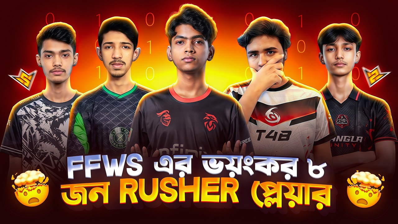 FFWS এর ভয়ংকর ৮ জন RUSHER প্লেয়ার 🤯|| TOP 8 MOST DANGEROUS RUSHER PLAYERS IN FFWS Spring BD 2026 background