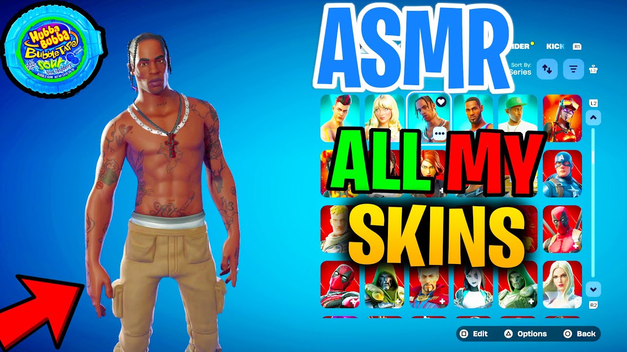 ASMR Gaming 😴 Fortnite Locker Tour 2026 ALL My Skins Gum Chewing 🎮🎧 Controller Sounds + Whispering 💤 background