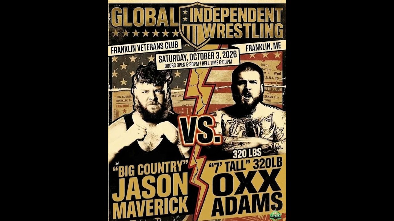 7' 350lb Oxx Adams vs 6'6 350lb "Big Country" Jason Maverick: Giants Face off in a clash of titans background