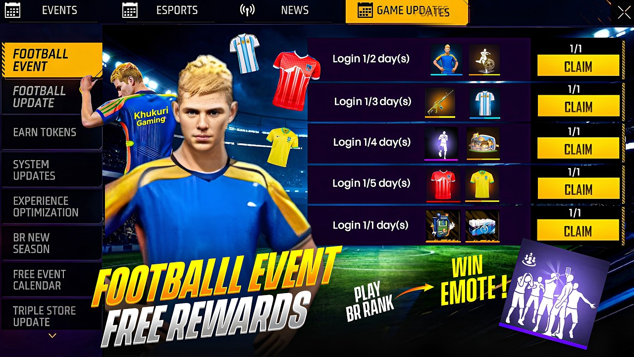 Claim Football Event Free Rewards 😮 - FREE FIRE BANNED IN NEPAL ? FF NEW EVENT TODAY