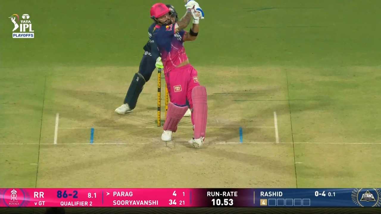 IPL 2026 Q2: GT vs RR - Riyan Parag Six