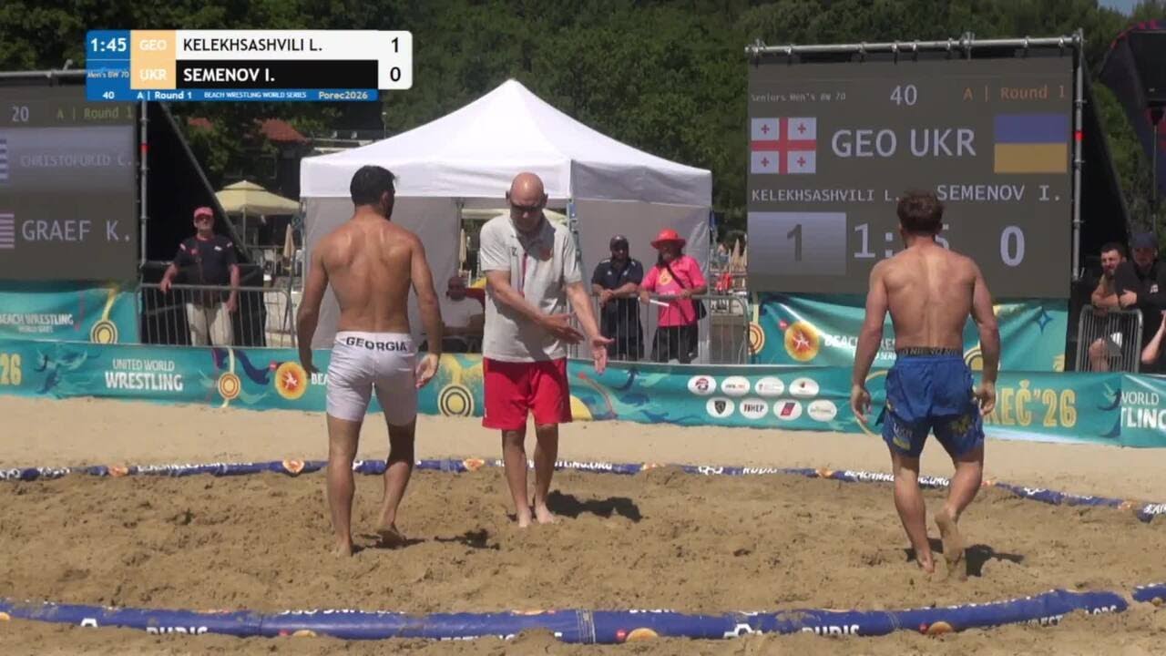 Levan KELEKHSASHVILI (GEO) vs. Ivan SEMENOV (UKR) • A | Round 1 • Men's BW 70Kg background