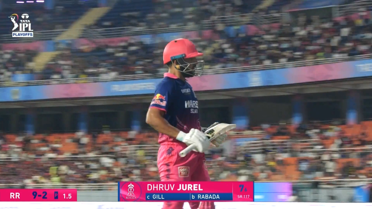 IPL 2026 Q2: GT vs RR - Dhruv Jurel Wicket background