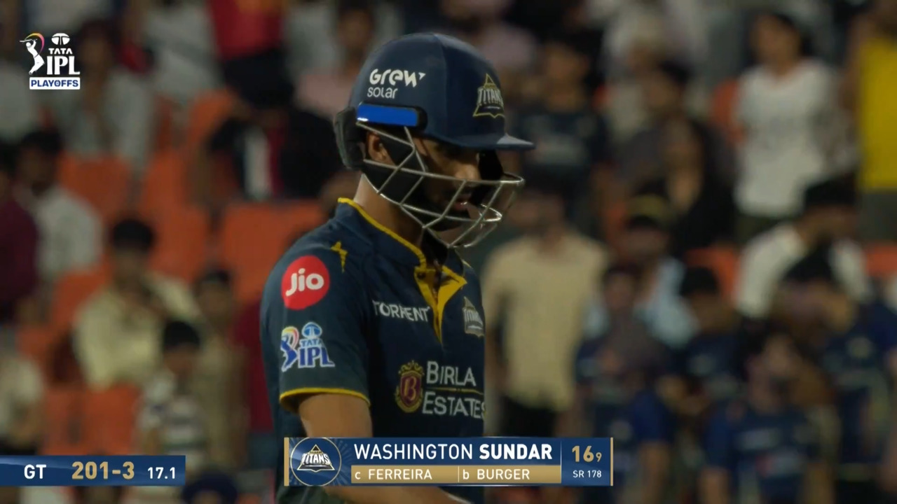 IPL 2026 Q2: GT vs RR - Washington Sundar Wicket background