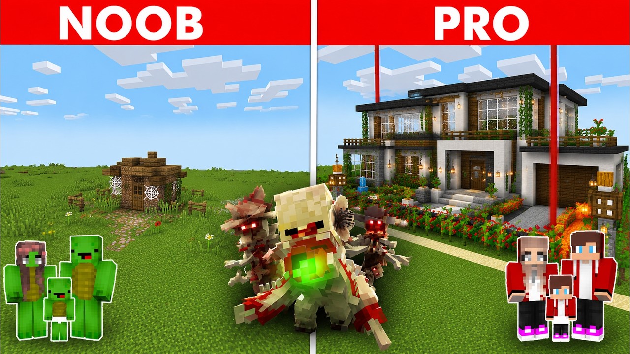 NOOB VS PRO: FUNGAL OUTBREAK HOUSE BUILD CHALLENGE – SAFEST BASE TO PROTECT THE FAMILY background