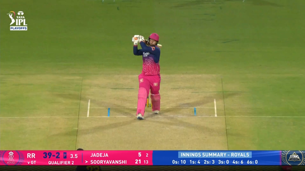 IPL 2026 Q2: GT vs RR - Vaibhav Sooryavanshi Six background