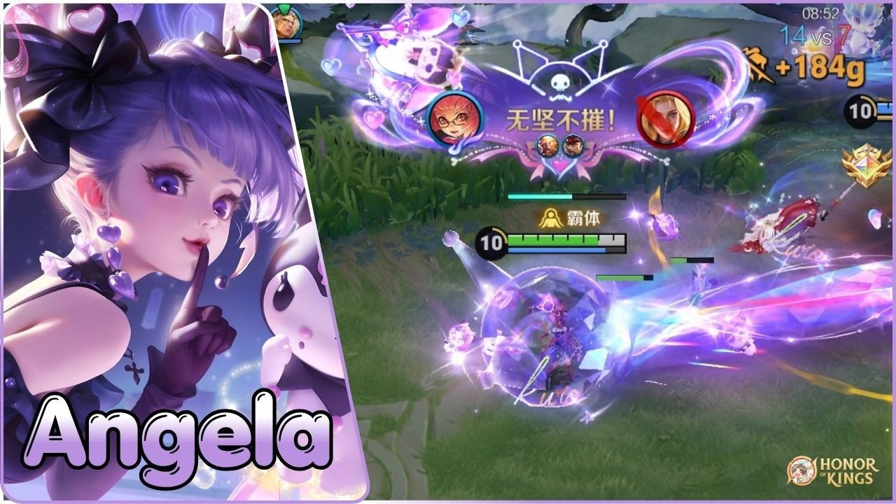 Angela|Precious Legendary Skin|Kuromi's Heart Themed Skin|Honor of Kings × Sanrio Characters Collab