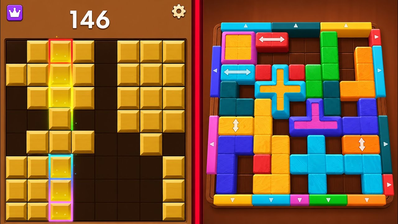 Block Blast Puzzle 🧩 VS Wood Away Puzzle ✨ All Levels Satisfying Gameplay 🎮🔥