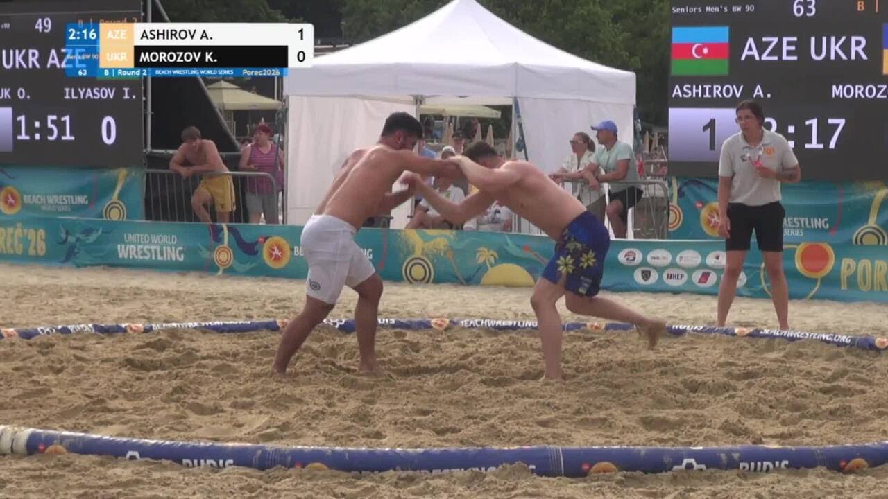 Ashraf ASHIROV (AZE) vs. Kostiantyn MOROZOV (UKR) • B | Round 2 • Men's BW 90Kg background