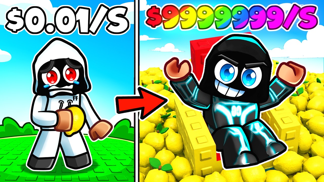 $0 To $100 BILLION By SELLING LEMONS in Roblox! background