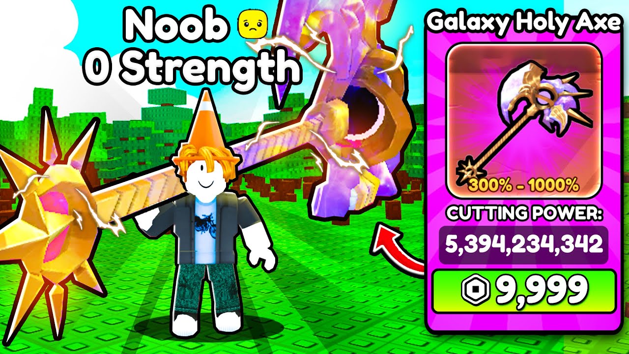 Starting Over as NOOB with BEST SECRET AXE in Roblox Cut Trees! background