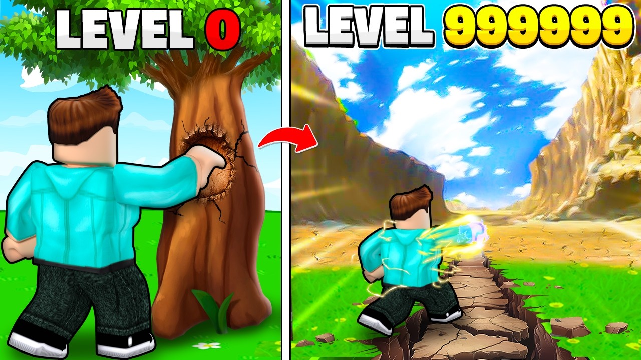 DESTROYING A MOUNTAIN WITH ONE PUNCH IN ROBLOX !! background