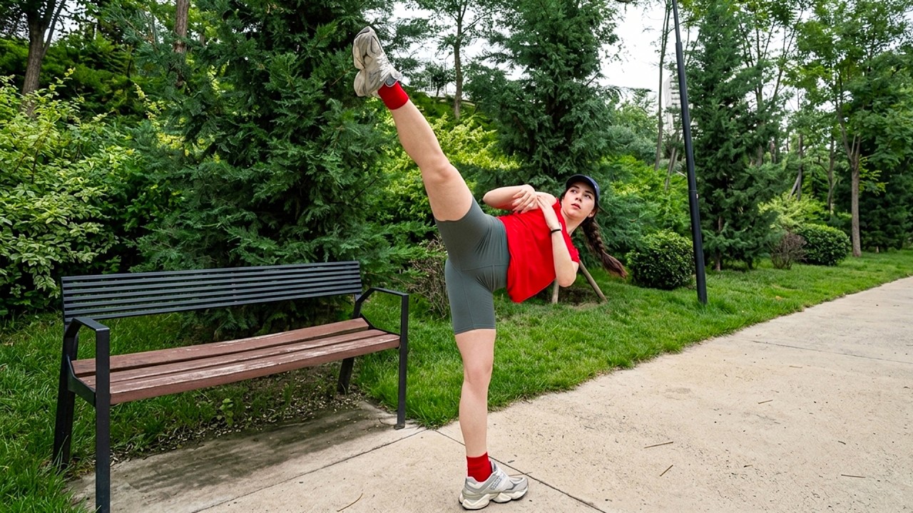 Random Girl Does INSANE High Kick in a Public Park! 😱🥋 Everyone STOPPED to Watch! background