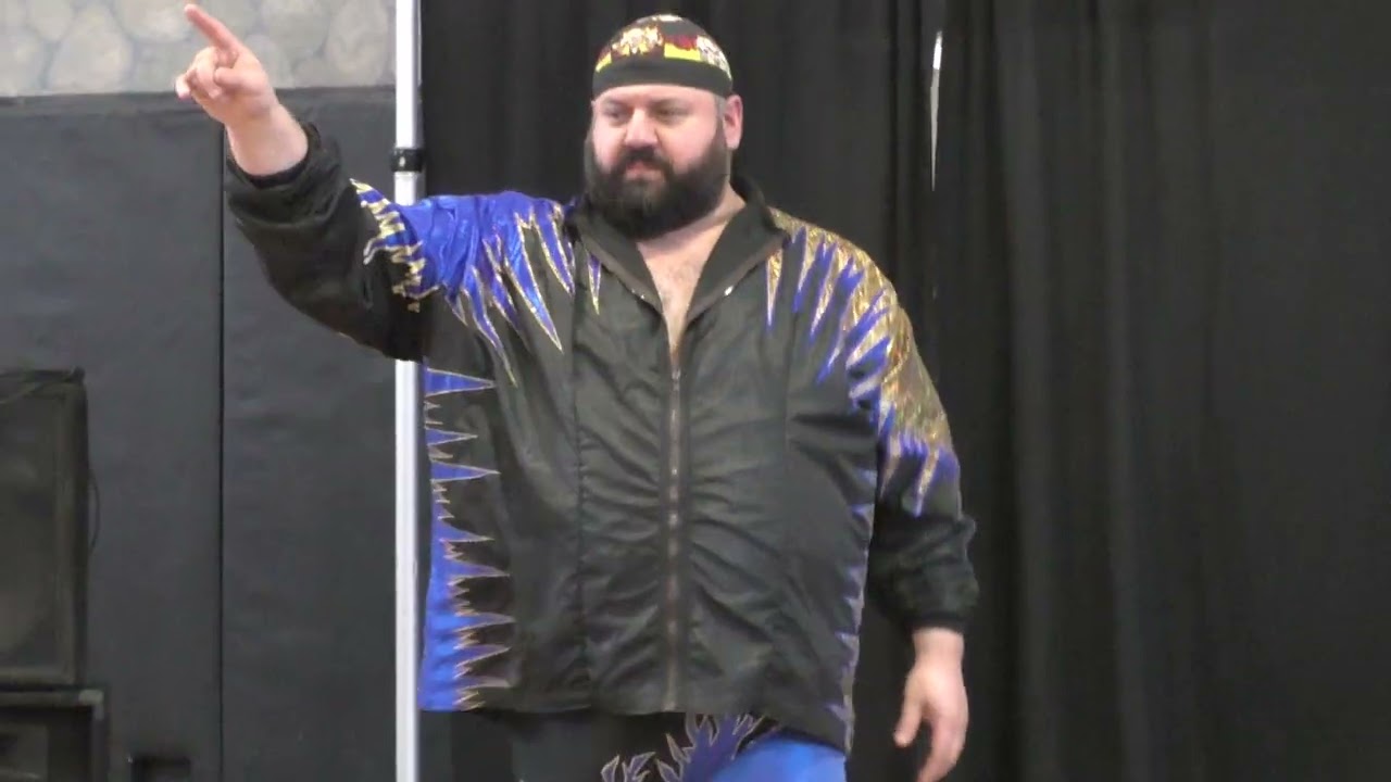 The 7-Foot-Tall Giant Pharaoh vs Eric Johnson @ Global Independent Pro Wrestling in Augusta Maine background