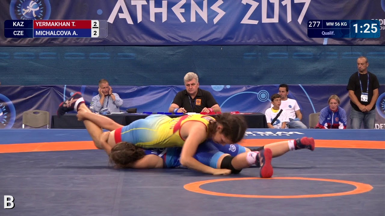 Qual. WW - 56 kg: T. YERMAKHAN (KAZ) df. A. MICHALCOVA (CZE) by VIN, 6-2 background