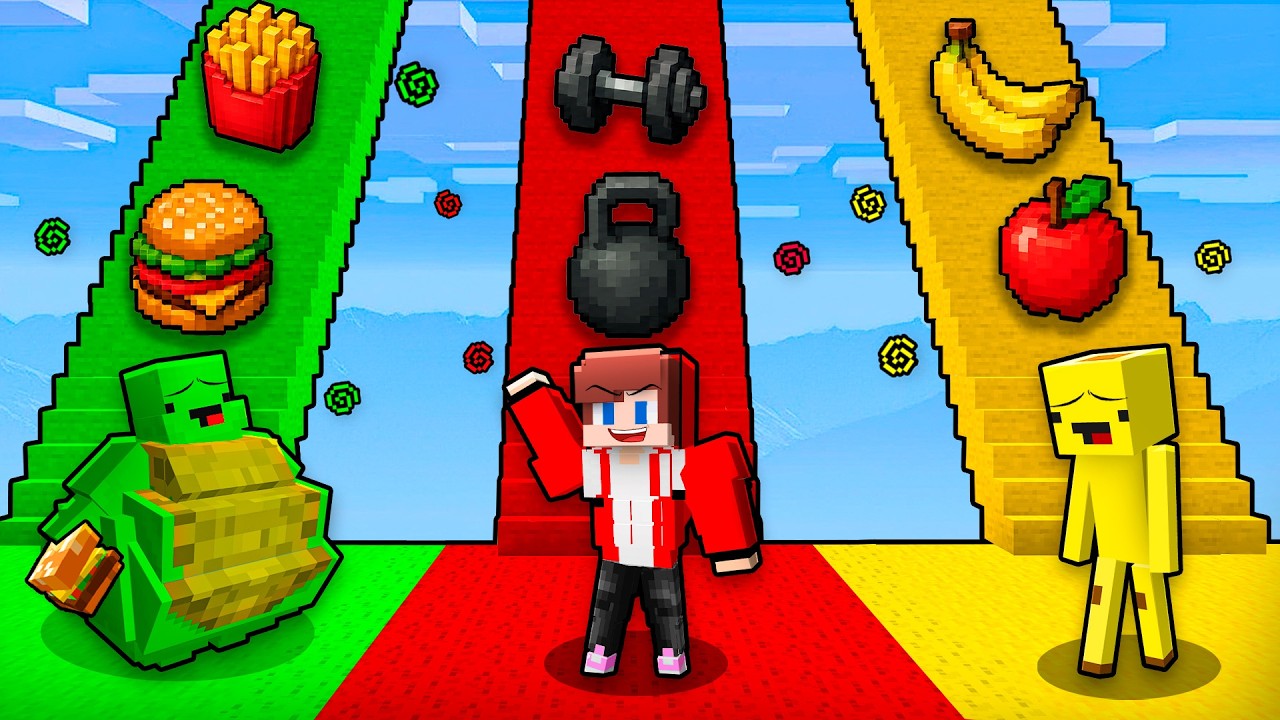 Banana Kid vs JJ vs Mikey: MYSTERY vs SPORT vs FAT STAIRS BATTLE In Minecraft - Maizen