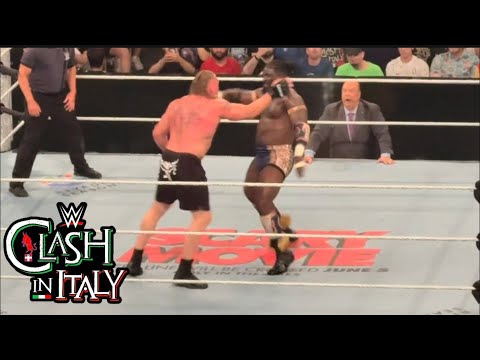 Oba Femi vs Brock Lesnar FULL MATCH - WWE Clash in Italy May 31 2016 background